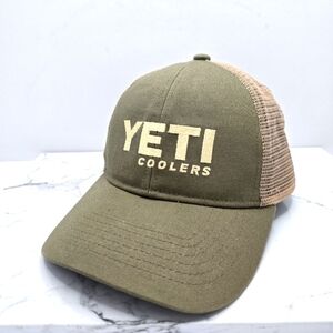 Yeti | olive green embroidered logo gorpcore adjustle trucker hat | Unisex